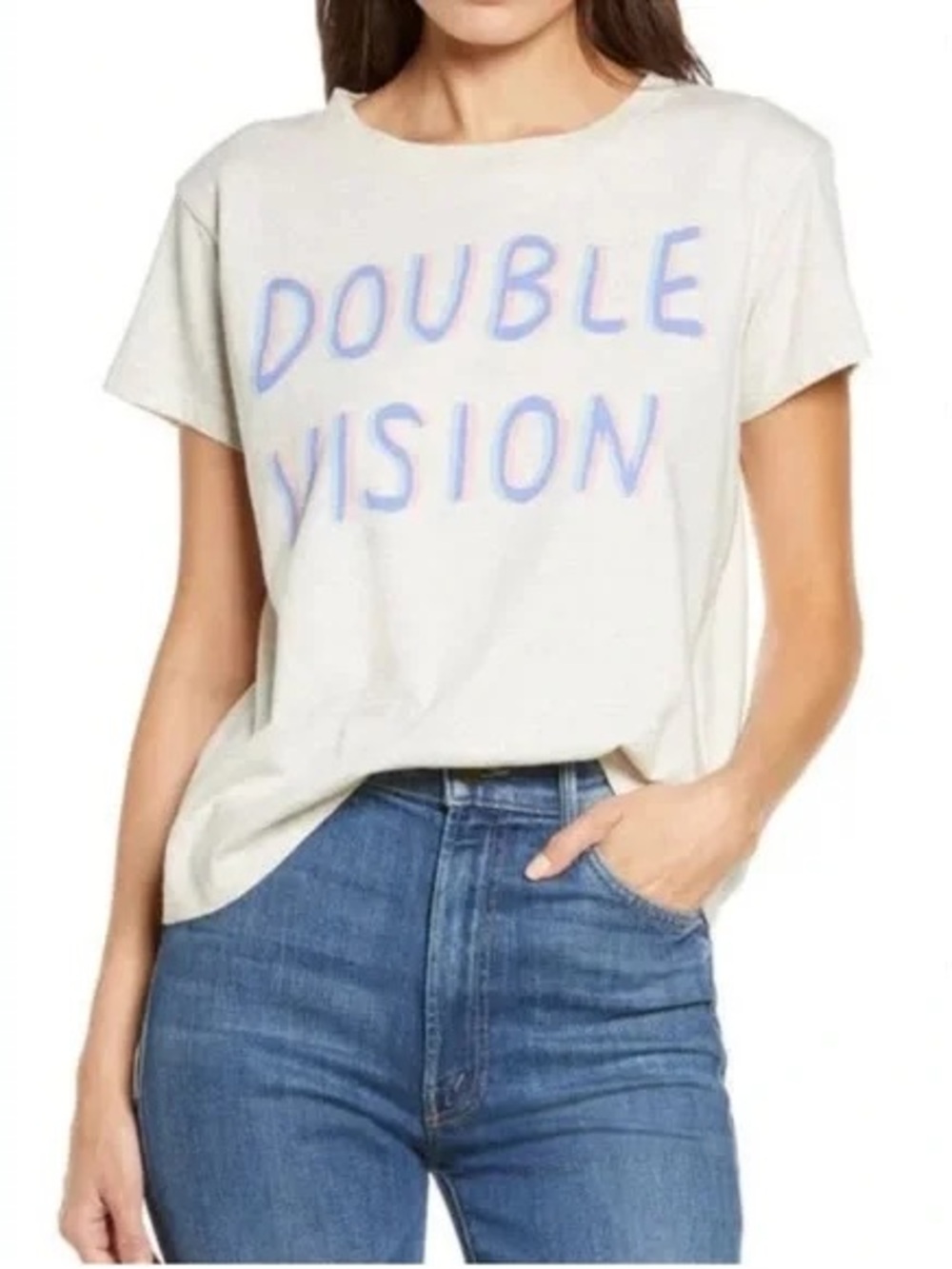 MOTHER The Boxy Goodie Goodie Double Vision Tee Shirt in Grey